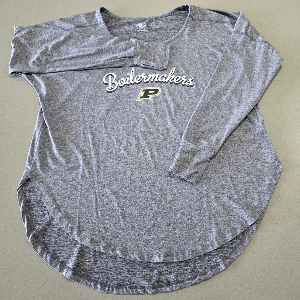 Rivalry Threads Purdue Boilermakers Gray Long Sleeve Thumbhole Top Womens Large